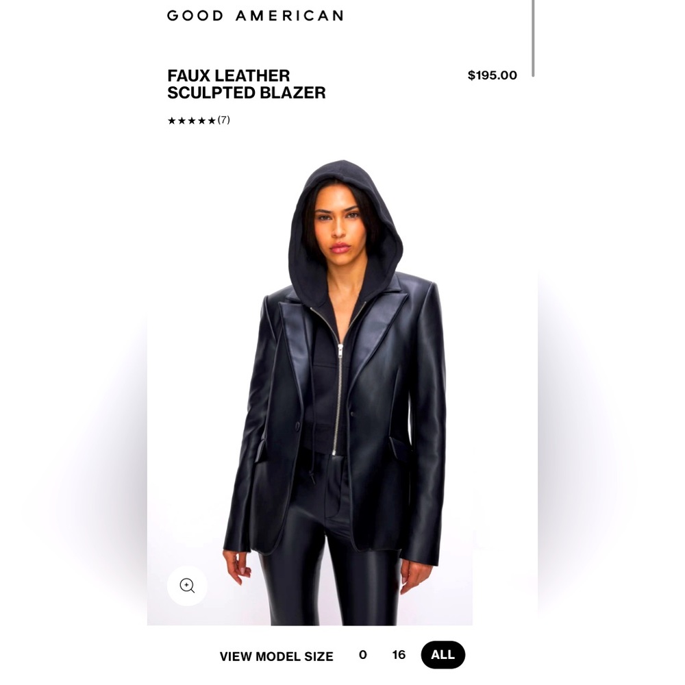 Good American Faux LestherBlazer (size 2/oversized)BRAND NEW-NEVER WORN W TAGS